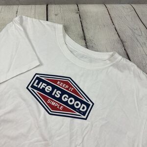 Life Is Good White Tee with Red and Blue Graphic